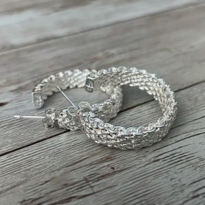 Sterling silver mesh earrings
